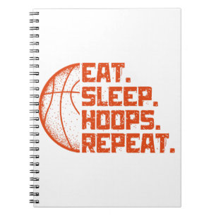 Eten Slapen Hoops Herhalen Basketbal Grappige Cita Notitieboek