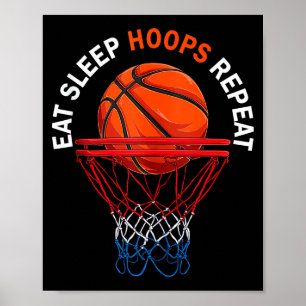 Eten slapen hoops herhalen basketball fan basketba poster