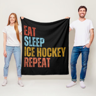 ETEN SLAPEN IJSHOCKEY HERHALEN FLEECE DEKEN