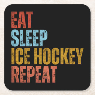 ETEN SLAPEN IJSHOCKEY HERHALEN KARTONNEN ONDERZETTERS