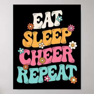 Eten Slapen Juichen Herhalen Cheerleader Cheerlead Poster