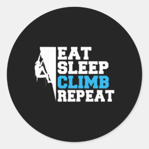 Eten Slapen Klimmen Herhalen Boom Rotsklimmer Ronde Sticker