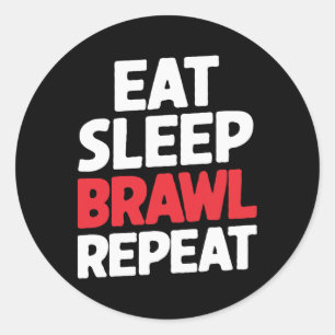 Eten Slapen Knokken Herhalen Grappige Sterren Vide Ronde Sticker