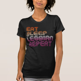 ETEN SLAPEN LESBIEN HERHALEN RETRO ONTWERP T-SHIRT