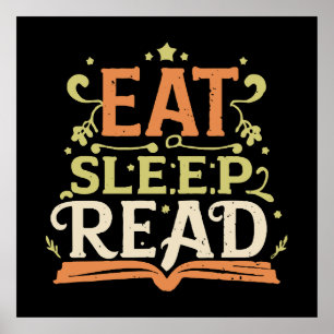 Eten Slapen Lezen, Grappig Lezen Poster