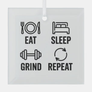 Eten. Slapen. Malen. Herhalen Glas Ornament