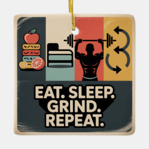 Eten. Slapen. Malen. Herhalen Keramisch Ornament