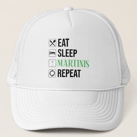Eten. Slapen. Martinis. Herhalen. Trucker Pet (Voorkant)