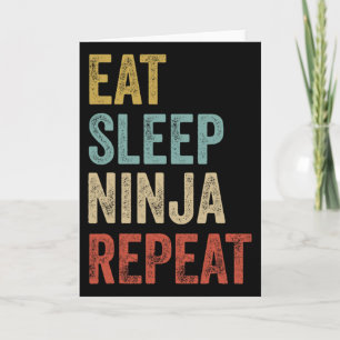 Eten Slapen Ninja Herhaal Grappig Karate Outfit Ni Kaart