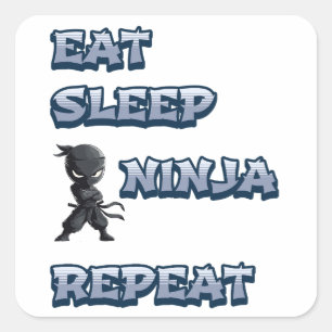 Eten, slapen, ninja, herhalen vierkante sticker