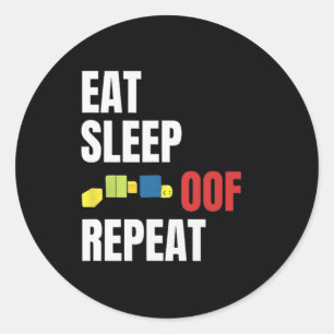 Eten Slapen Oof Herhalen Grappige Meme Gamers Cade Ronde Sticker