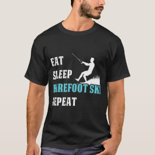Eten slapen op blote voeten ski herhalen skihobby  t-shirt