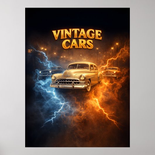 Eten Slapen Oude Auto's Poster (Voorkant)