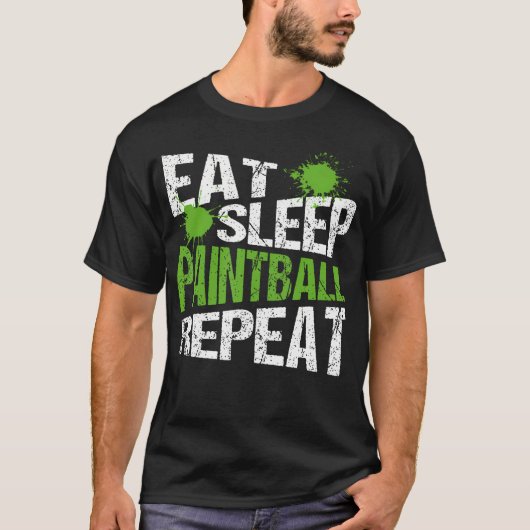 Eten Slapen Paintball Grappig T-shirt (Voorkant)