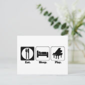 eten slapen piano spelen briefkaart (Staand voorkant)