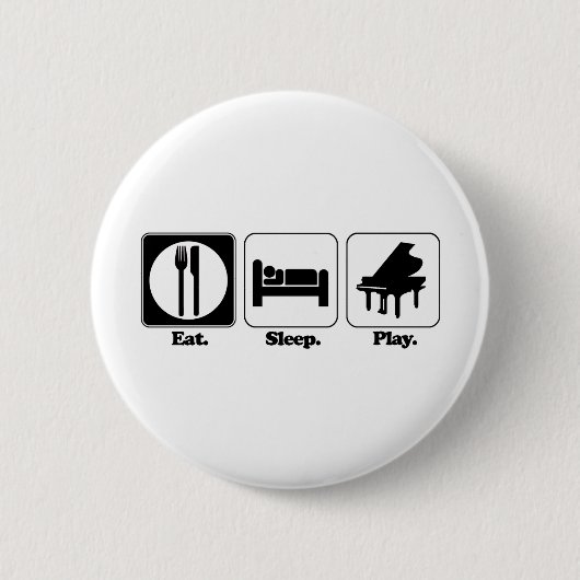 eten slapen piano spelen ronde button 5,7 cm (Voorkant)