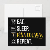 Eten. Slapen. Pina Colada's. Herhalen. Briefkaart (Voorkant / Achterkant)