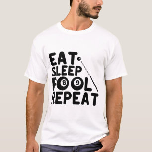 Eten Slapen Pool Herhalen Grappige Biljartspeler T-shirt