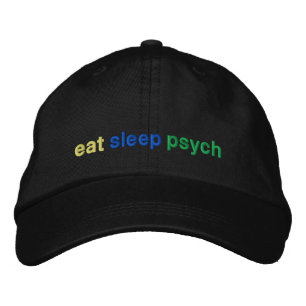 Eten, slapen, psych geborduurde pet