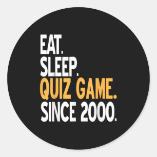 Eten Slapen Quiz Game Vintage Gamer Leven Sinds 20 Ronde Sticker