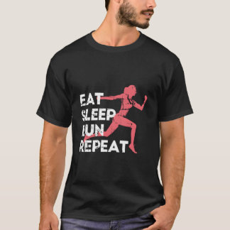 Eten Slapen Rennen Herhalen Atletiek Marathonloper T-shirt