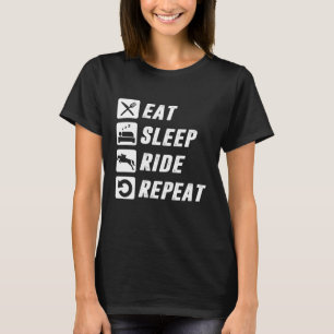 eten slapen rijden herhalen paard liefhebber manne t-shirt