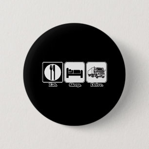 eten slapen rijden vrachtwagen ronde button 5,7 cm
