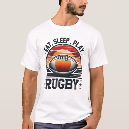 Eten, slapen, rugby spelen t-shirt (Voorkant)
