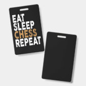 eten slapen schaken herhalen   schaken badge (Voor- en achterkant)