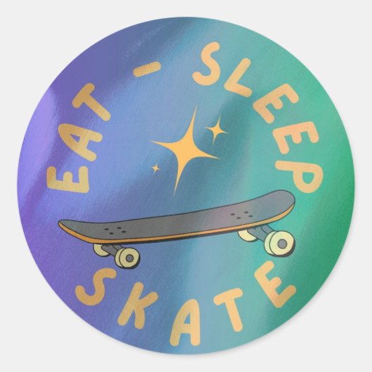 Eten Slapen Skate Ronde Sticker (Voorkant)