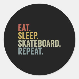 Eten Slapen Skateboard Herhalen Grappige Skateboar Ronde Sticker