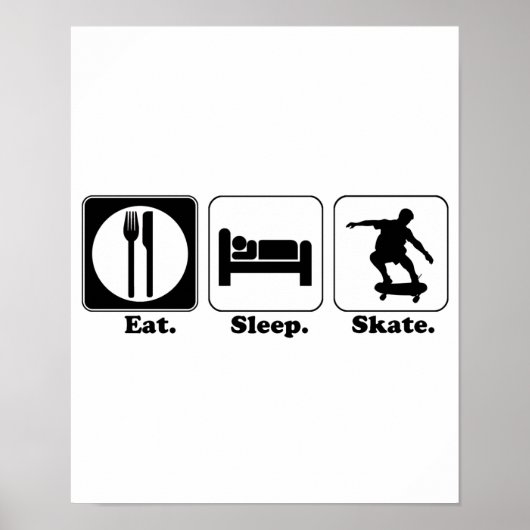 eten slapen skateboarden poster (Voorkant)