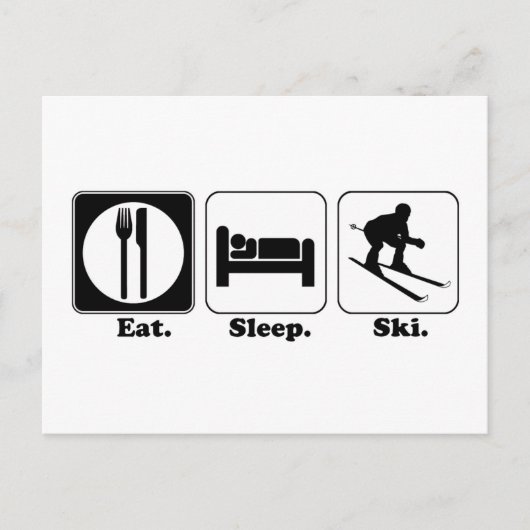 eten slapen skiën briefkaart (Voorkant)