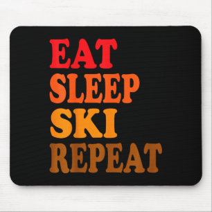 Eten slapen skiën herhalen winter bergen ski lodge muismat