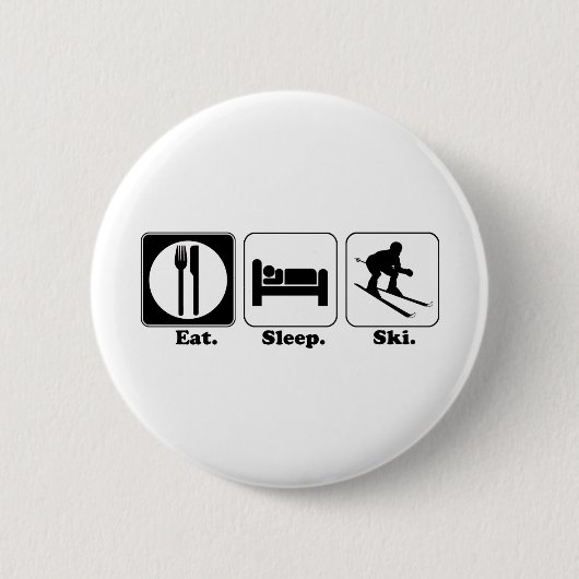 eten slapen skiën ronde button 5,7 cm (Voorkant)