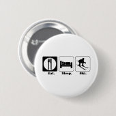 eten slapen skiën ronde button 5,7 cm (Voorkant /achterkant)