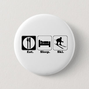 eten slapen skiën ronde button 5,7 cm