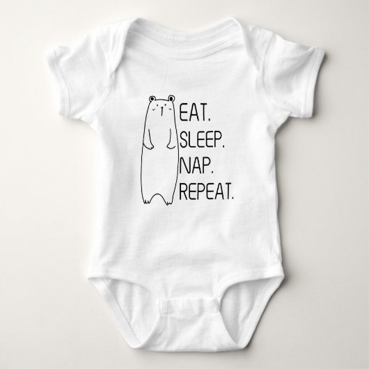 Eten Slapen Slapen Herhalen Op Maat Baby Beer Body Romper (Voorkant)
