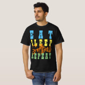 ETEN SLAPEN SOFTBAL HERHALEN T-SHIRT (Voorkant volledig)