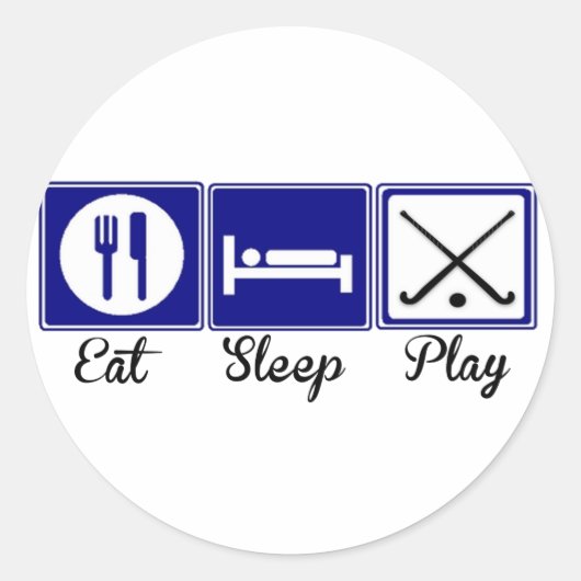 Eten, slapen, spelen - Field Hockey Ronde Sticker (Voorkant)