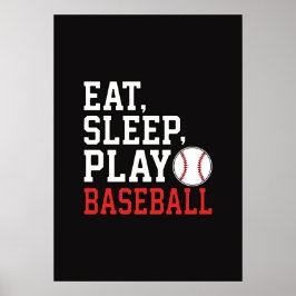 Eten Slapen Spelen Honkbal Grappige Honkbal Citaat Poster