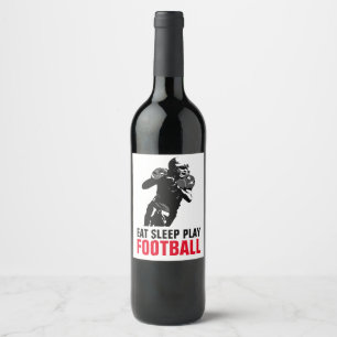 Eten Slapen Spelen Zwart & Wit Voetbal Pop Art Wijn Etiket