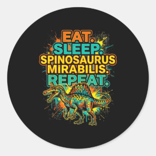 Eten slapen spinosaurus mirabilis herhalen spatten ronde sticker