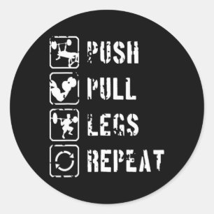 Eten Slapen Sportzaal Herhalen Heren Bodybuilding Ronde Sticker