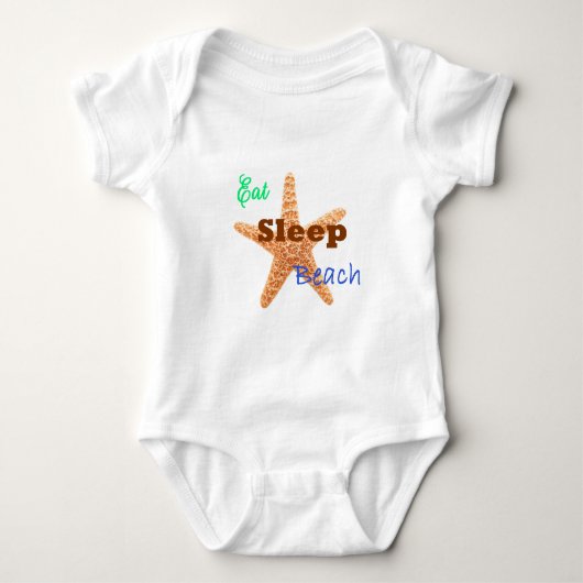 Eten Slapen Strand - Baby Eén stuks Romper (Voorkant)