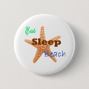 Eten Slapen Strand - Knop Ronde Button 5,7 Cm