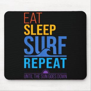 Eten slapen surfen herhaal retro zonsondergang kle muismat