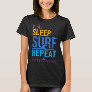 Eten slapen surfen herhaal retro zonsondergang kle t-shirt