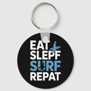 Eten Slapen Surfen Herhalen Grappige Spreuk Surfer Sleutelhanger