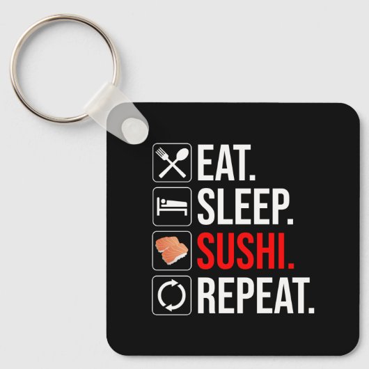 Eten. Slapen. Sushi. Herhalen Sleutelhanger (Voorkant)